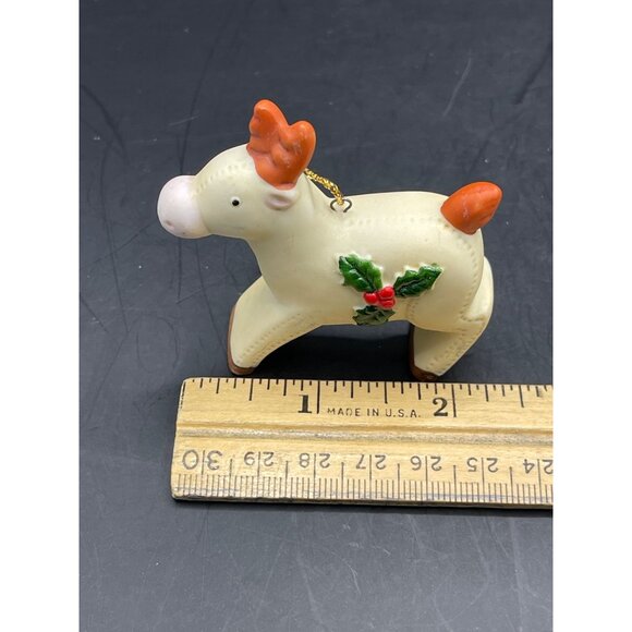 Vintage 70s HOMCO Farm Animal Christmas Porcelain Ornaments Reindeer - Picture 5 of 5